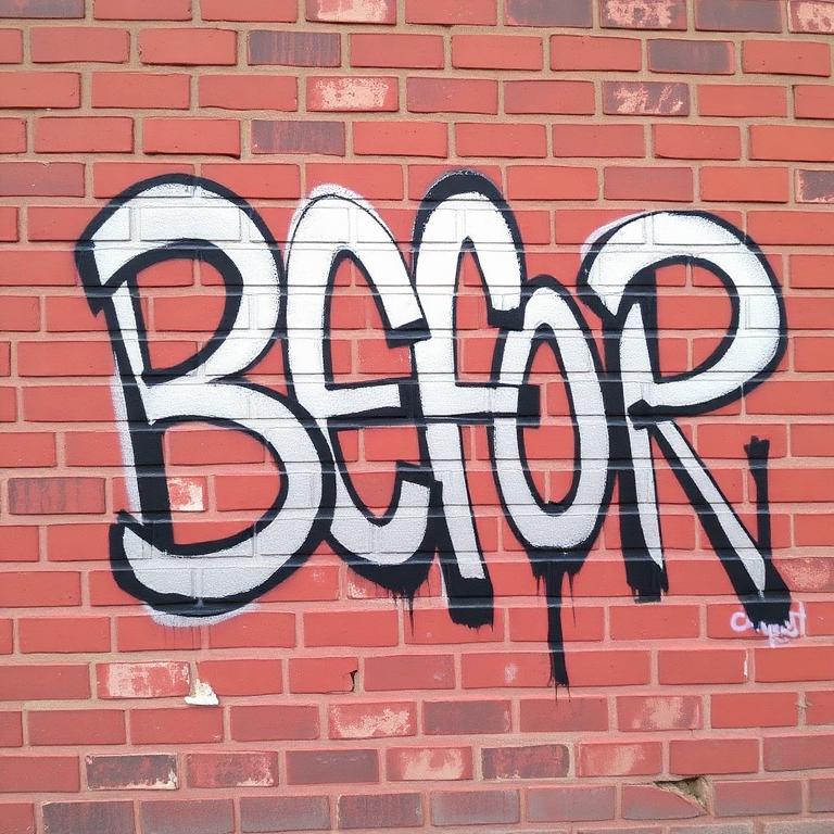 Brick Wall before graffiti removal